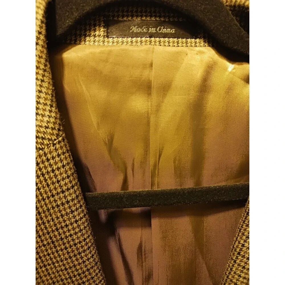 Lauren Ralph Lauren Mens 44L Houndstooth Silk Wool Blazer Suit Jacket Sport Coat